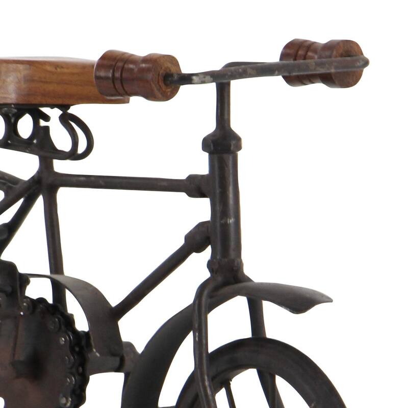 Metal Bike Decorative Sculpture with Wood Accents - Set of 2 Black - Roche River Decor