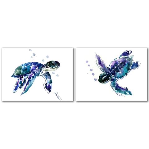 Sea Turtle by Suren Nersisyan 2 Piece Wrapped Canvas Art Set