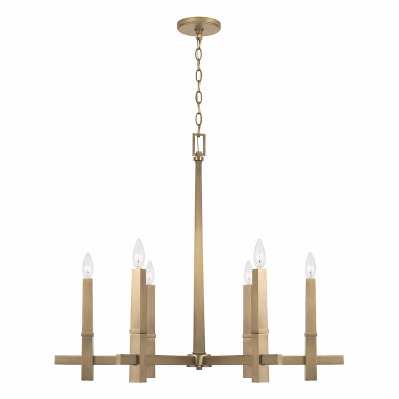 Blake 6-light Aged Brass Hanging Chandelier