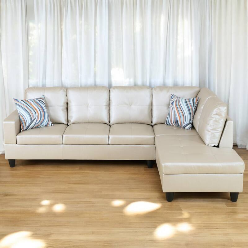 KISRAIS 103" Wide 2-Piece Vegan Leather Sectional Sofa