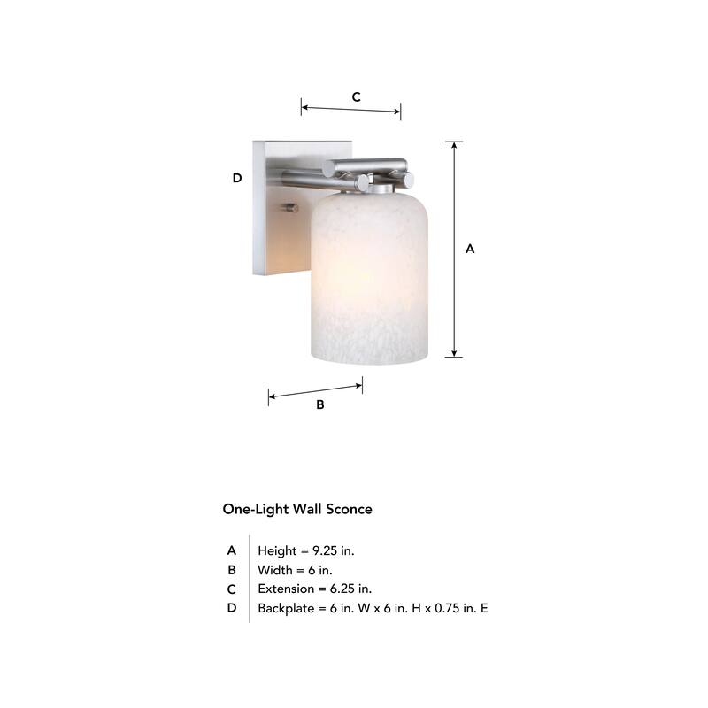 Bluestone Ridge 6 in. 1-Light Brushed Nickel Indoor Wall Sconce Light for Bathrooms - 9.25