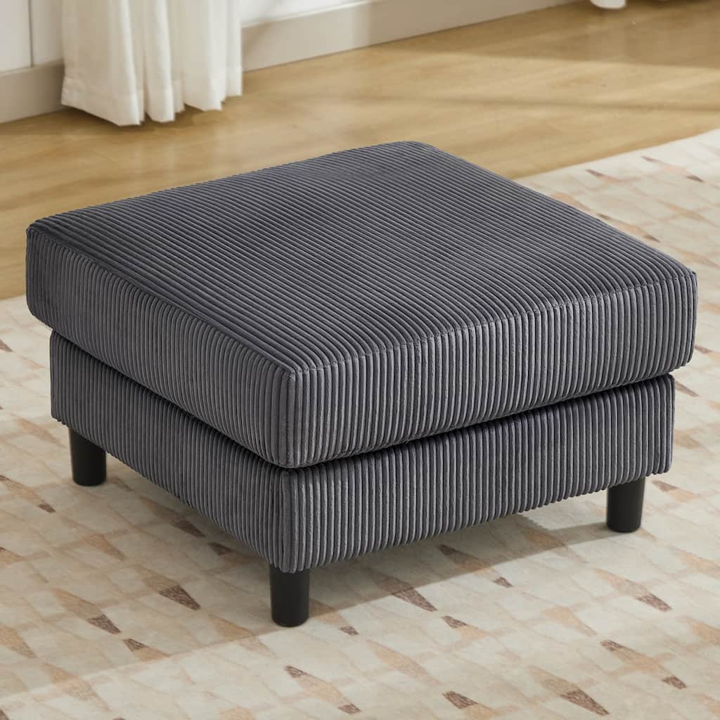 Corduroy Upholstered Square Ottoman Footrest, Set Of 2