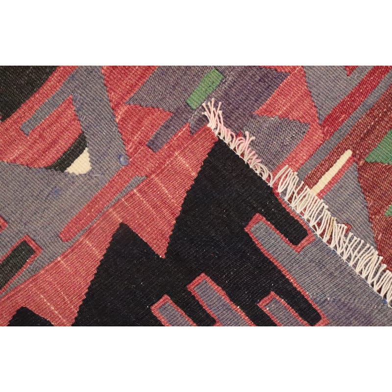 Hand Woven Oriental 100% Wool Carpet Southwestern Tribal Purples Kilim Area Rug - 7' 4'' X 5' 11''