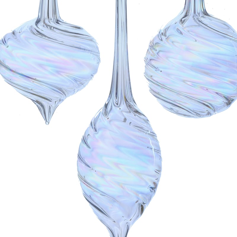 10" Glitter Glass Finial Drop Ornament Set of 6
