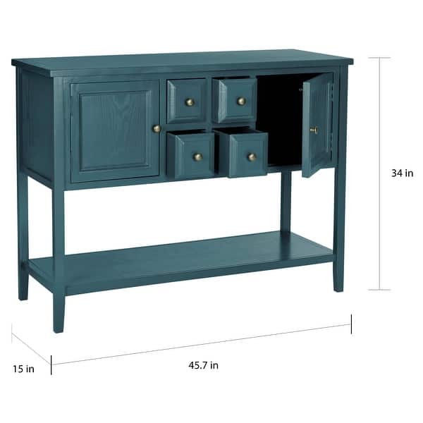 SAFAVIEH Charlotte Slate/ Teal Storage Sideboard 45.7" x 15" x 34