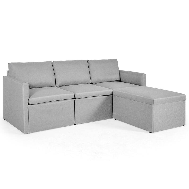 Convertible L-Shaped Sectional Sofa Couch with Reversible Chaise - 75.5" x 58.5" x 31.5" (W x D x H)