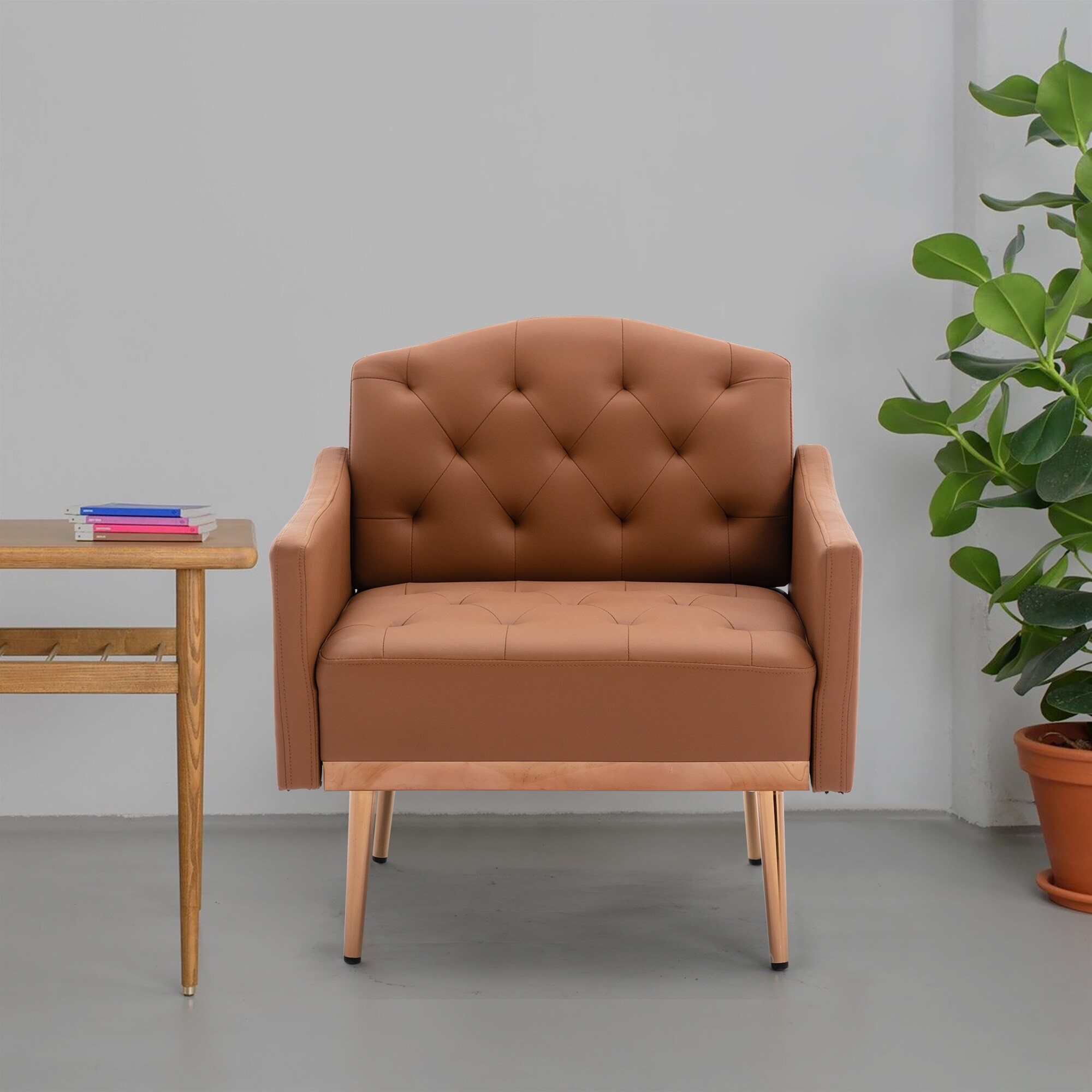 Tufted Single Chair Armchair Modern PU Leather Accent Chair