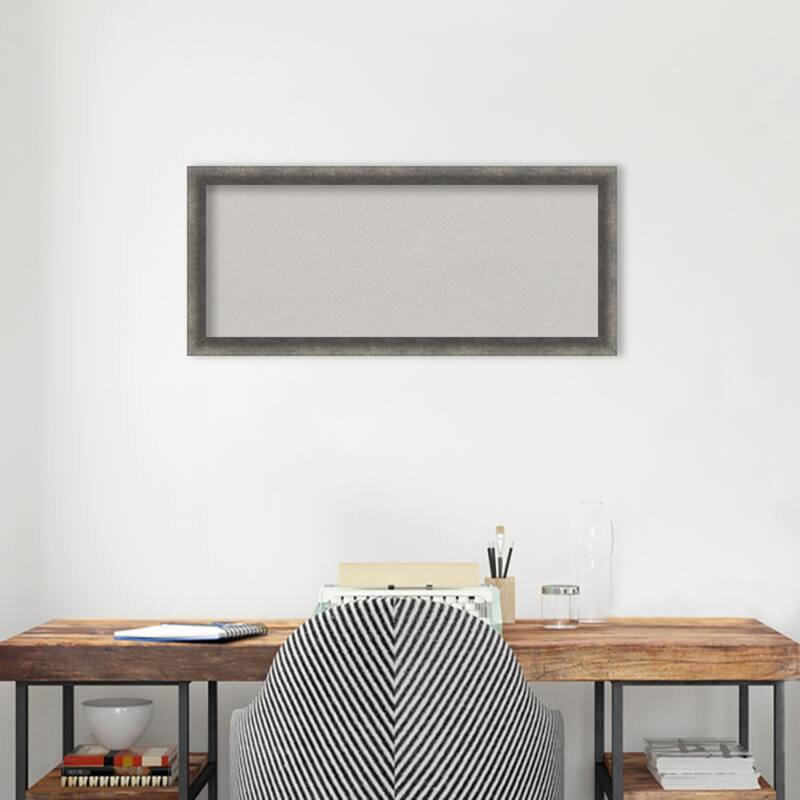 Burnished Concrete Narrow Wood Framed Grey Corkboard Bulletin Board