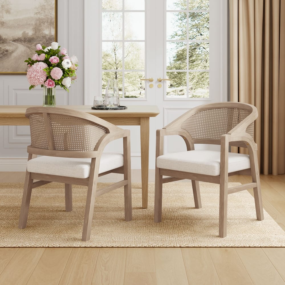 Christopher Knight Home - Cane Upholstered Rubberwood Dining Chair (Set of 2)
