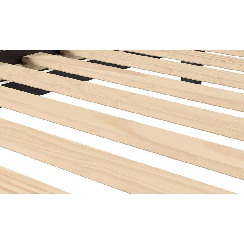 Black Twin Platform Bed with Under-Bed Storage and 14-Slat Support System