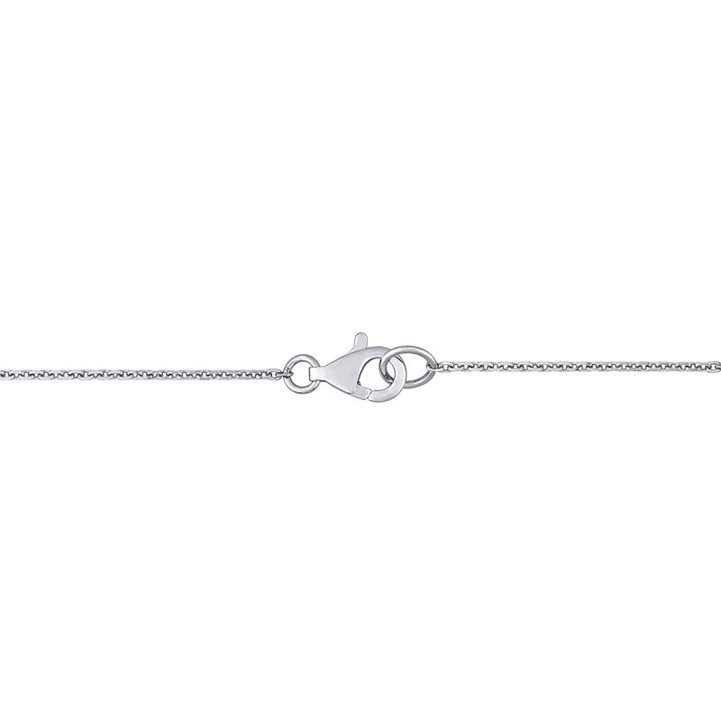 Miadora 14k White Gold Oval-cut White Sapphire and 1/6ct TDW Diamond 5-Stone Bar Necklace - 5.5 mm x 17 inch x 42.8 mm
