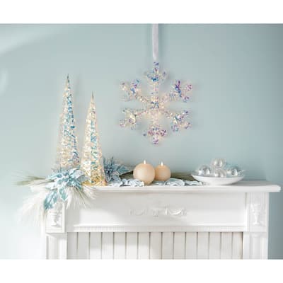 LED Lighted Snowflake Ornament Christmas Wall Decoration - 19" - Set of 2