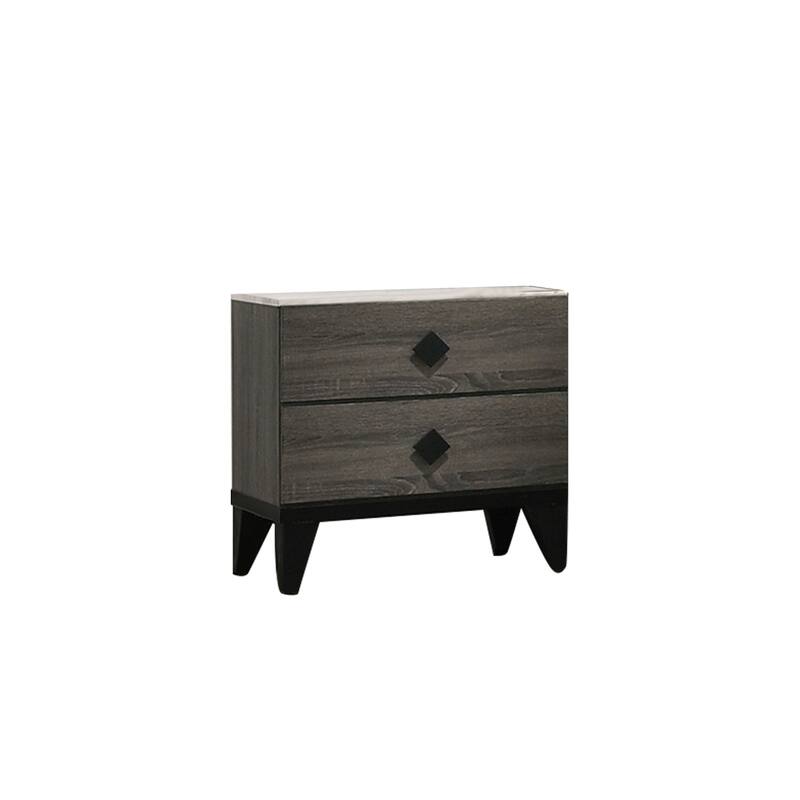 Nightstand With 2 Drawers Storage - Grey