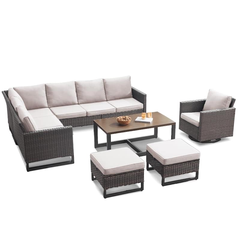 Wicker Patio Conversation Set with Cushion and Table