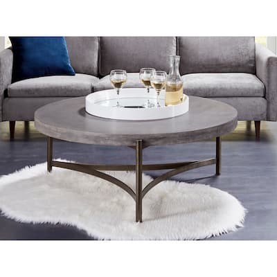 Lyon Round Concrete and Metal Coffee Table