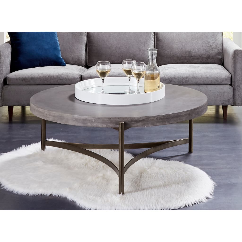 Lyon Round Concrete and Metal Coffee Table
