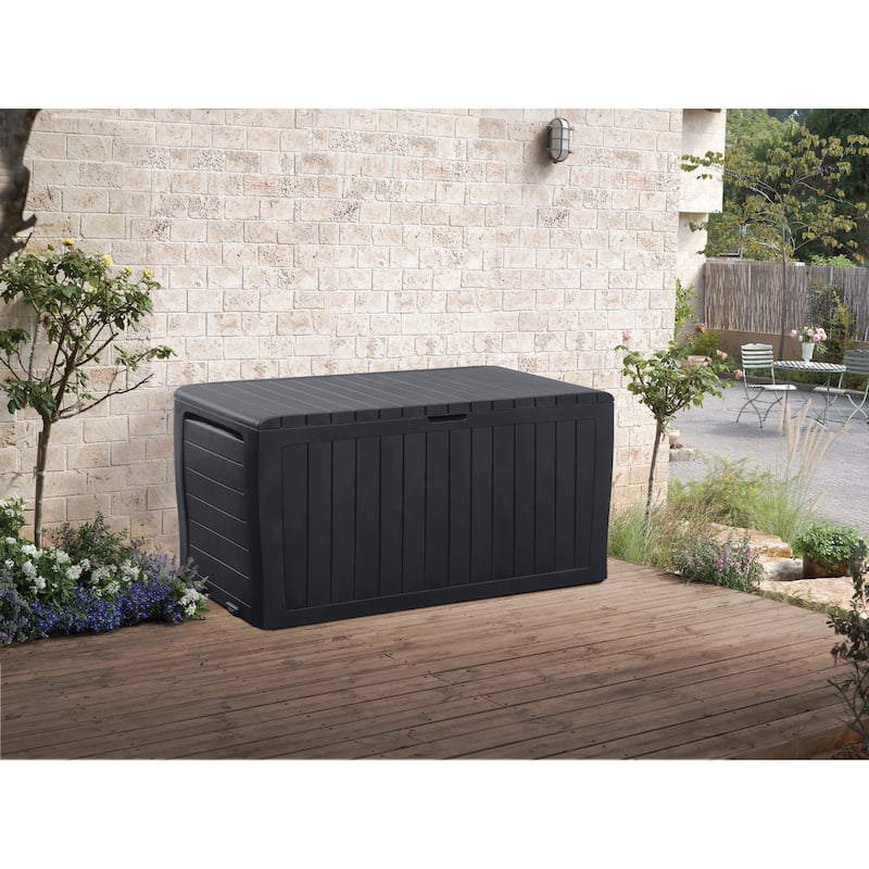 Keter Marvel Plus 71 Gallon Durable Resin Outdoor Storage Deck Box For Furniture and Supplies