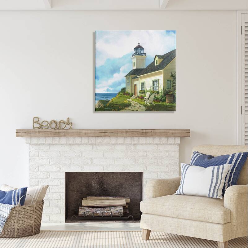 Stupell Coastal Lighthouse Beacon House Canvas Wall Art by Michael Humphries