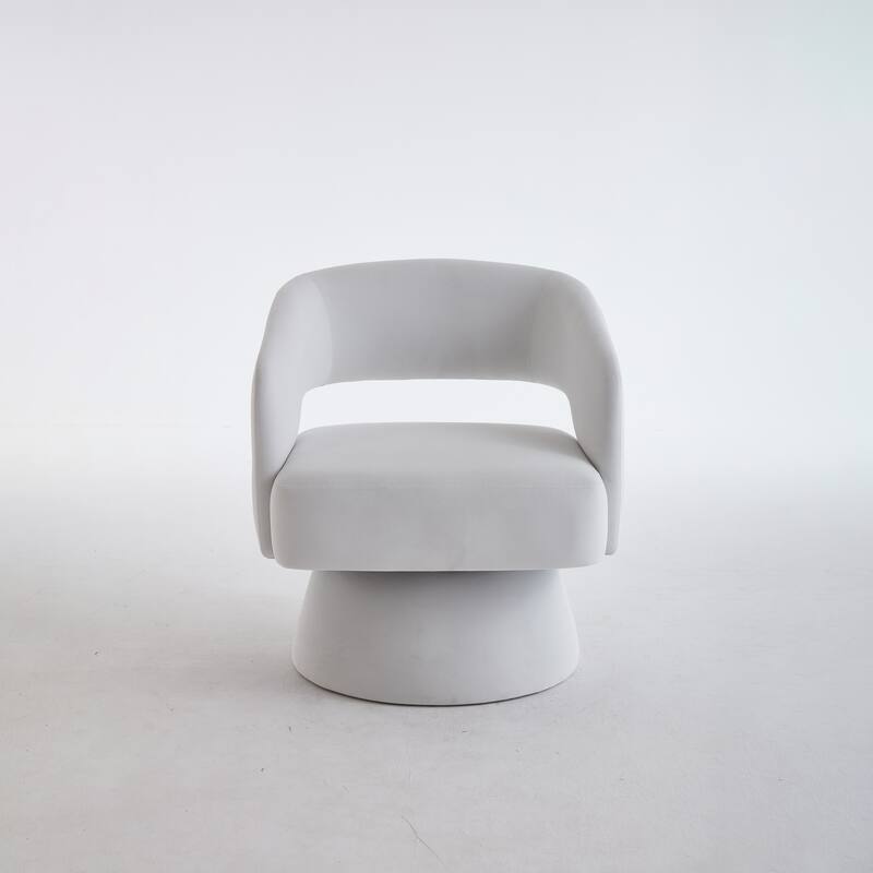 Velvet Swivel Barrel Chair, Accent Chair Armchair with Rotation Club Chair & Curved Ergonomic Back