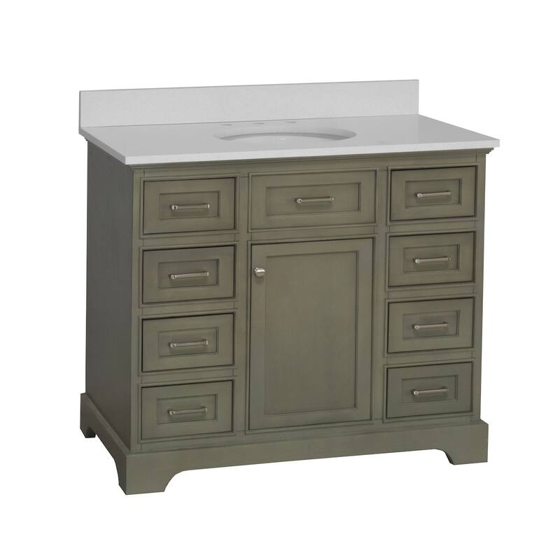 KitchenBathCollection Aria 42" Bathroom Vanity with Quartz Top