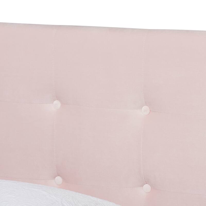 Caprice Contemporary Glam Velvet Fabric Twin Size Panel Bed