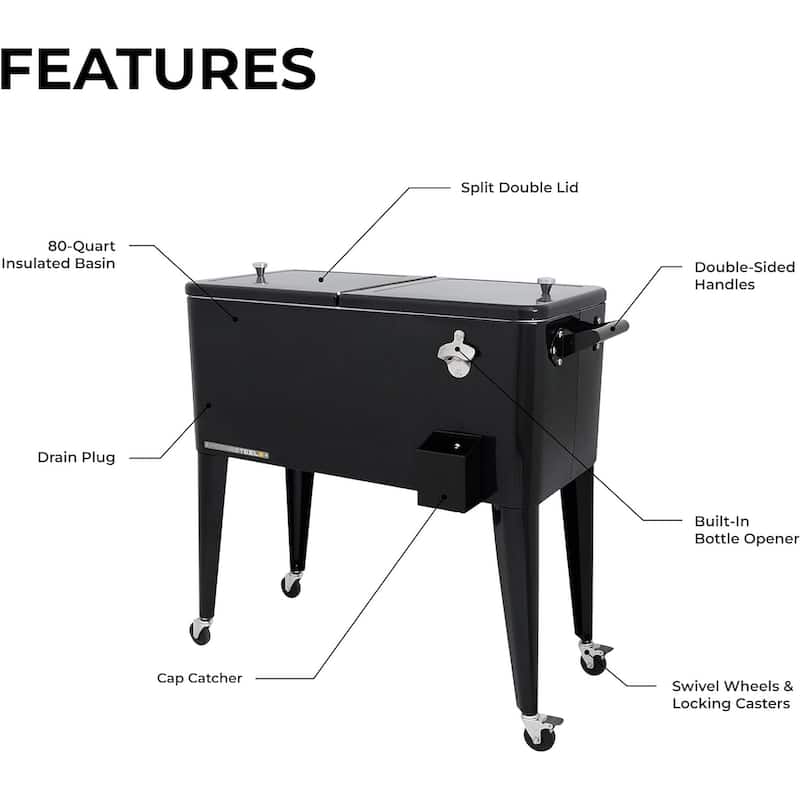 Permasteel 80-Qt Classic Outdoor Rolling Patio Cooler with Wheels