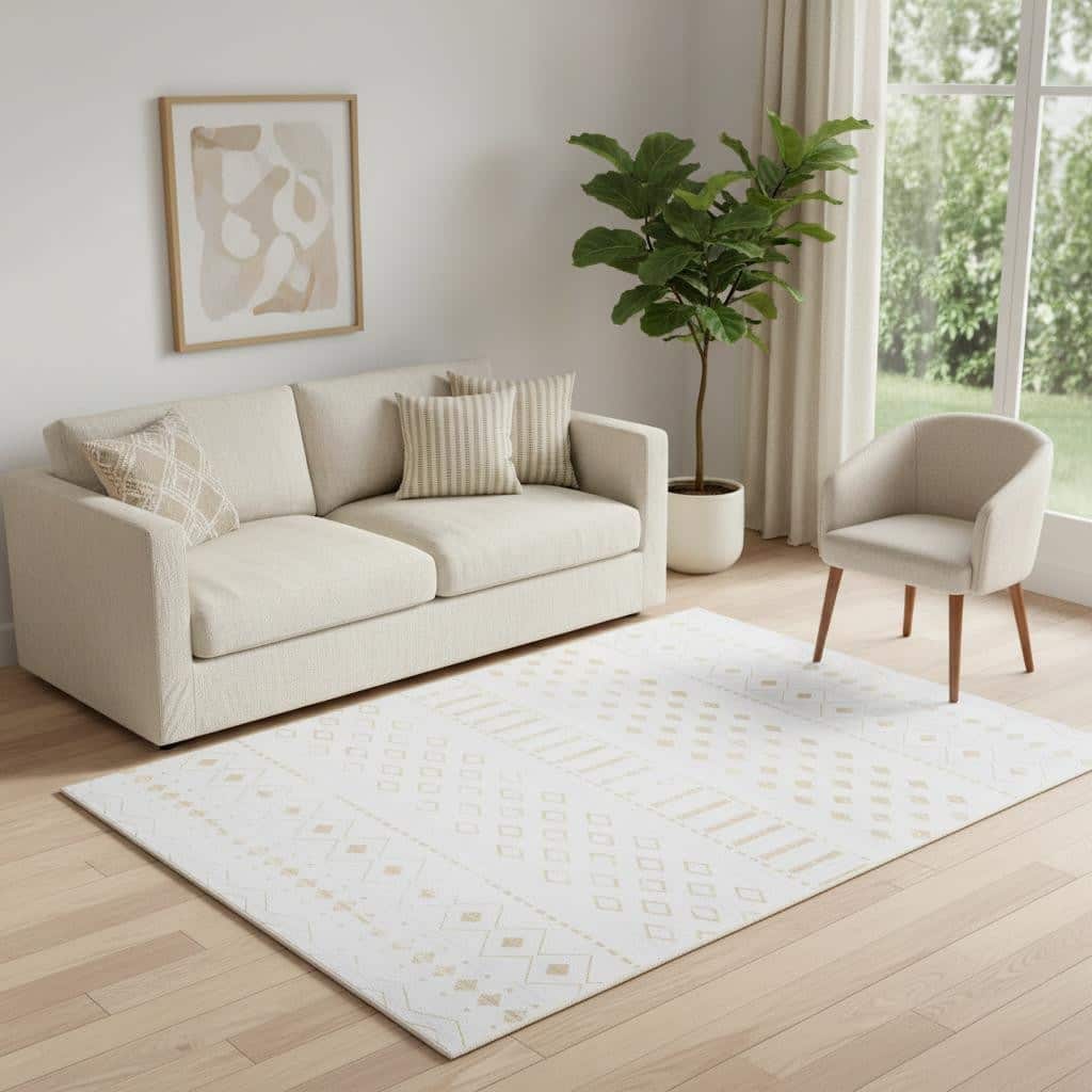 HomeRoots Abstract Geometric Casual Rectangle Area Rug