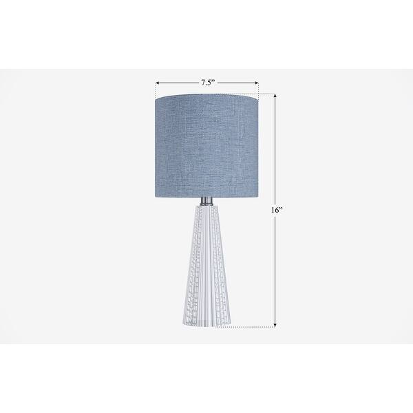 dimension image slide 9 of 13, 16-in. Glass Lamp w/ Brushed Nickel Accents and Drum Shade
