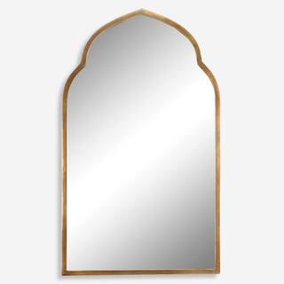 3.25' Moroccan Ines Forged Arch Wall Mirror Plated Antiqued Gold Frame