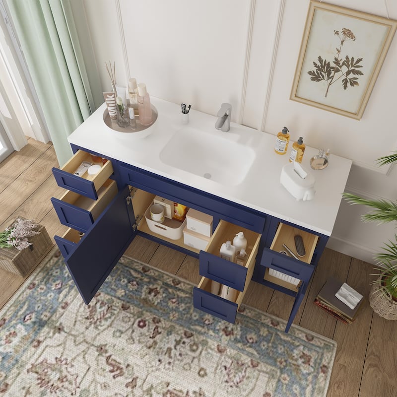 Vanity Art 60" Oak Freestanding Bathroom Vanity Cabinet without Top