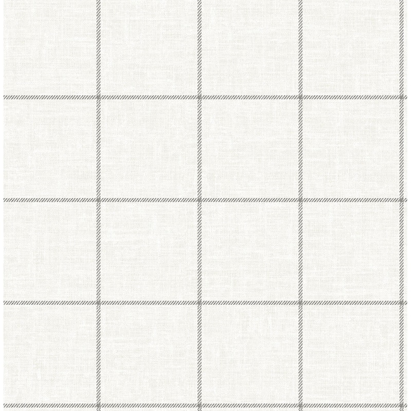 Seabrook Designs Lillian August Linen Check Unpasted Wallpaper - 20.5 in. W x 33 ft. L - Alabaster and Wrought Iron