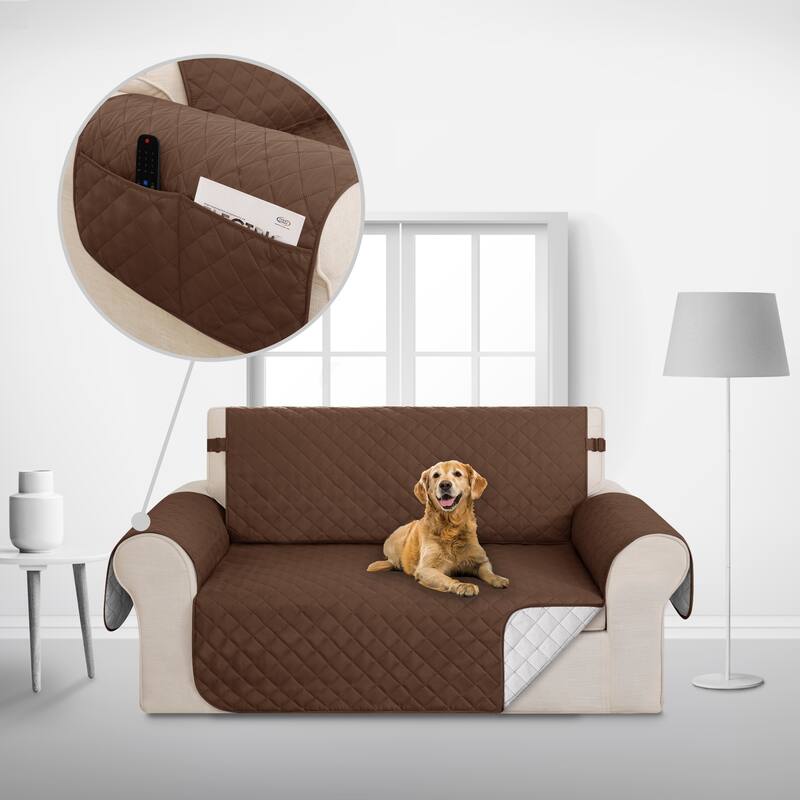 Reversible Loveseat Slipcover Protector - Brown