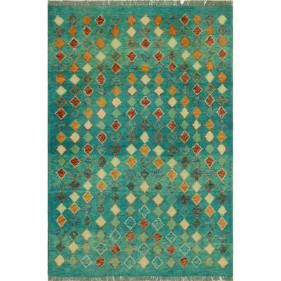 Balochi Adham Green/Ivory Rug - 3'3" x 4'10"