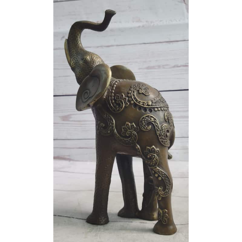 Decorative Indian Elephant Bronze Figure Statue Sculpture Hindu Design Handmade Art