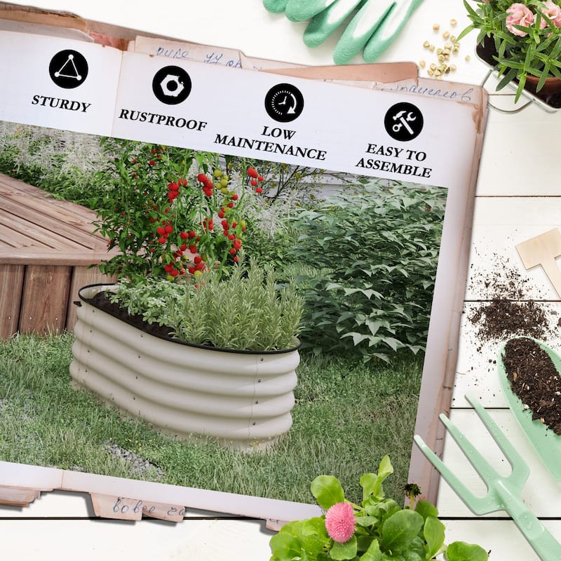 Outsunny 3.4' x 2' x 1.4' Galvanized Raised Garden Bed Kit, Outdoor Metal Elevated Planter Box