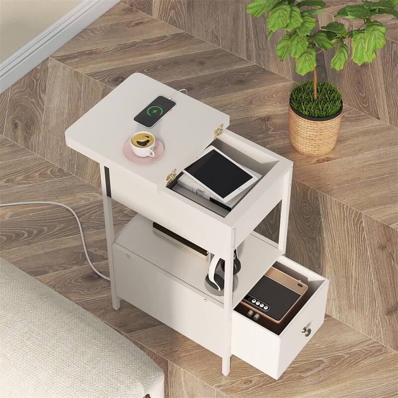End Table with Charging Station - 23.75"D x 11.85"W x 24.7"H