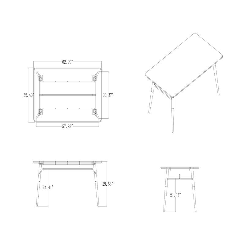 Somette Brenda Oak Dining Table with Tapered Leg Base