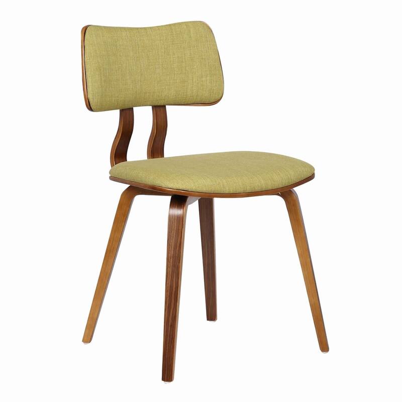 Fabric Upholstered Split Curved Back Wooden Dining Chair - N/A
