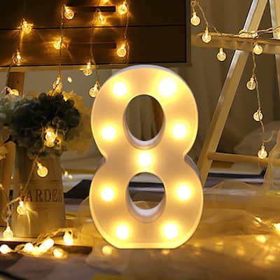 Alphabet LED Digital Lights Light Up White Plastic Digital Standing Hanging H