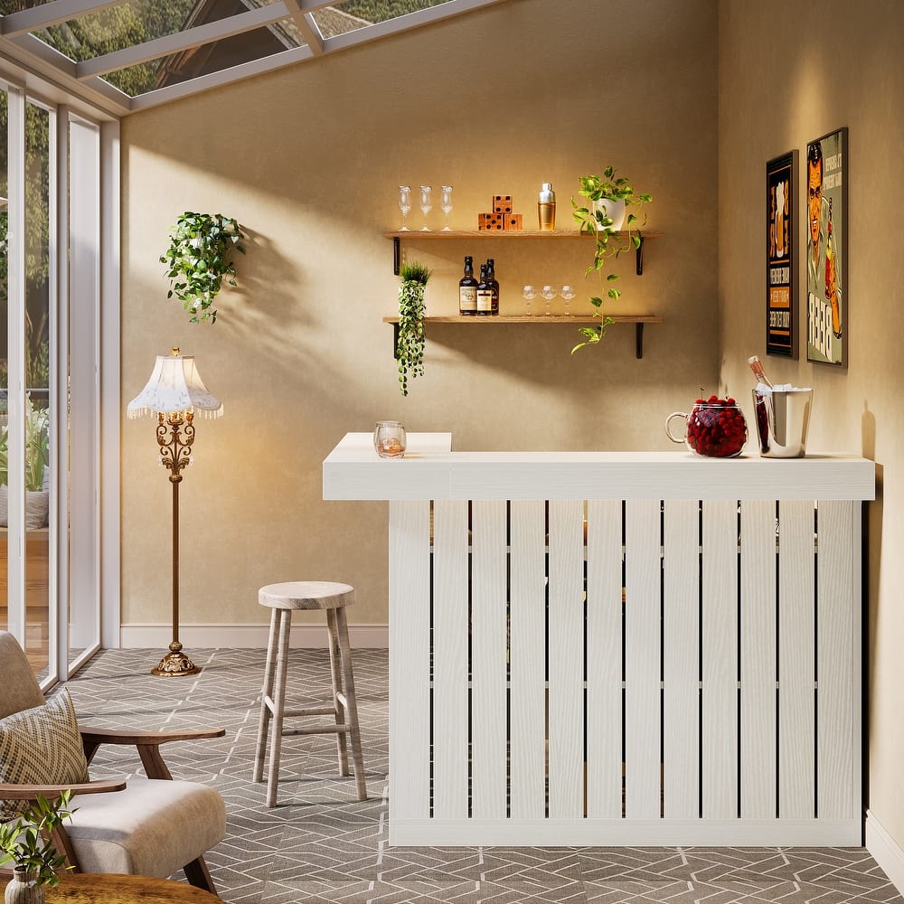 L-Shaped Home Bar Unit, 4-Tier Corner Liquor Bar Table