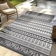 preview thumbnail 26 of 114, Gertmenian Solterra Bohemian Moroccan Global Weather Resistant Polypropylene Flatweave Indoor/ Outdoor Area Rug Collection 5'3"x7' - Ziri Black