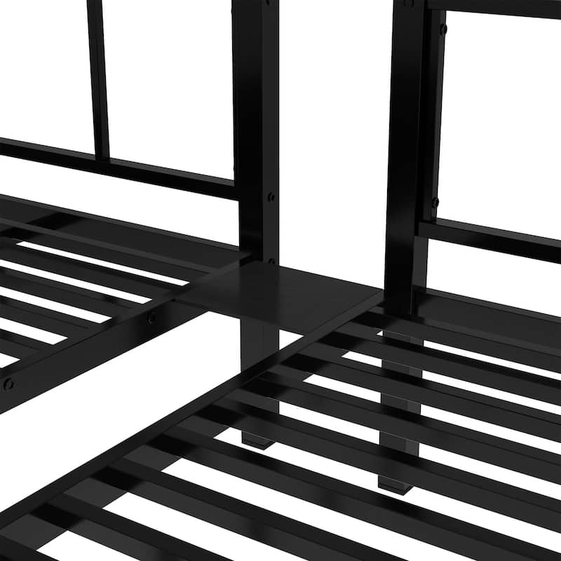 Twin Size Detachable Triple Bunk Bed Frame, Twin XL over Twin & Twin Bunk Bed for 3, Heavy Duty Metal Triple Bunk Bed Frame