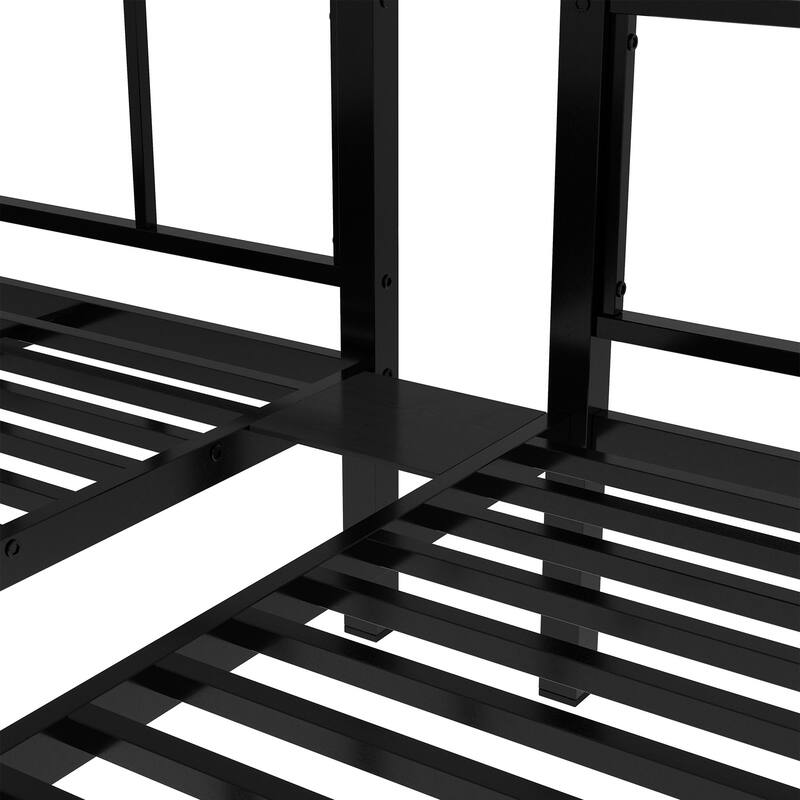 Twin over Twin & Twin Bunk Beds for 3, Twin XL over Twin & Twin Bunk Bed Metal Triple Bunk Bed, Black