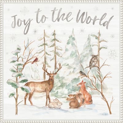 Winter Wonderland IV by Silvia Vassileva (22 x 22 in.), Framed Canvas Wall Art Print - Sylvie Beaded White