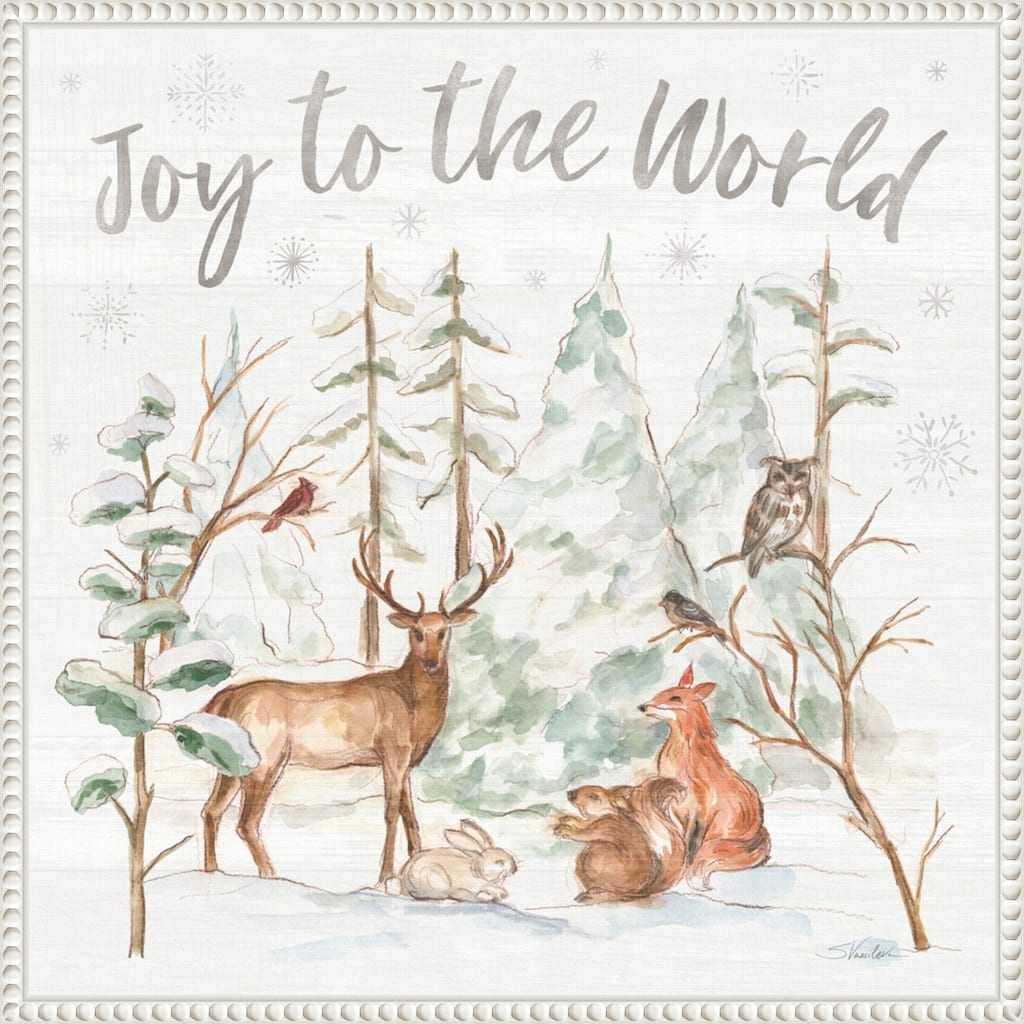 Winter Wonderland IV by Silvia Vassileva (22 x 22 in.), Framed Canvas Wall Art Print - Sylvie Beaded White