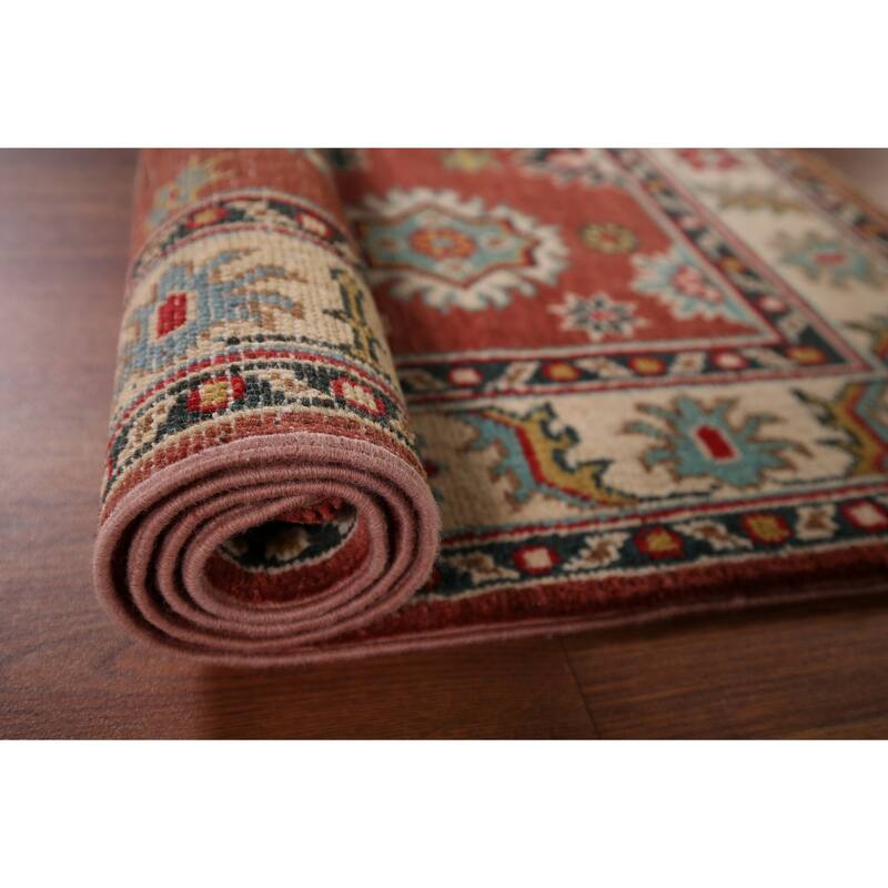 Kazak Accent Rug Handmade Traditional Orange Wool Carpet - 2'8" x 4'1"