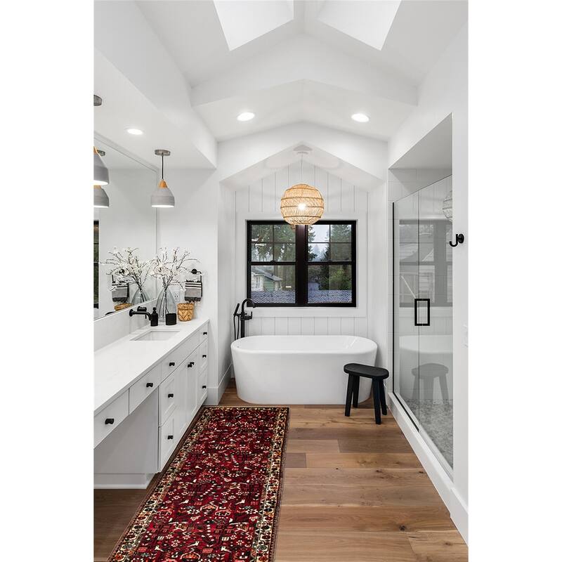 ECARPETGALLERY Hand-knotted Andelz Red Wool Rug - 3'4 x 12'6