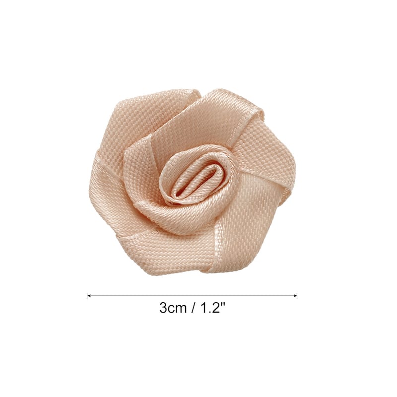 50pcs 3cm Ribbon Roses for Crafts Artificial Fabric Flowers - Dark Brown