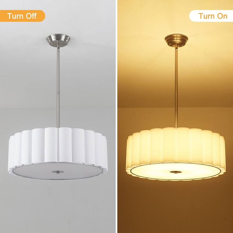 5 Light Simple Modern Pendant with Fabric Shade Adjustable Height Bulb Not Included