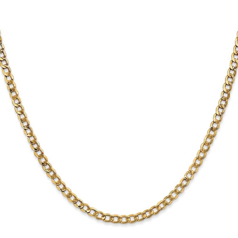 Curata 14k 3.35mm Semi-solid Curb Link Chain Bracelet - 9 Inch